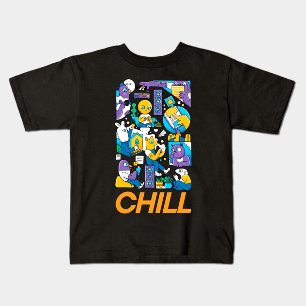 Chill Time Kids T-Shirt by geolaw